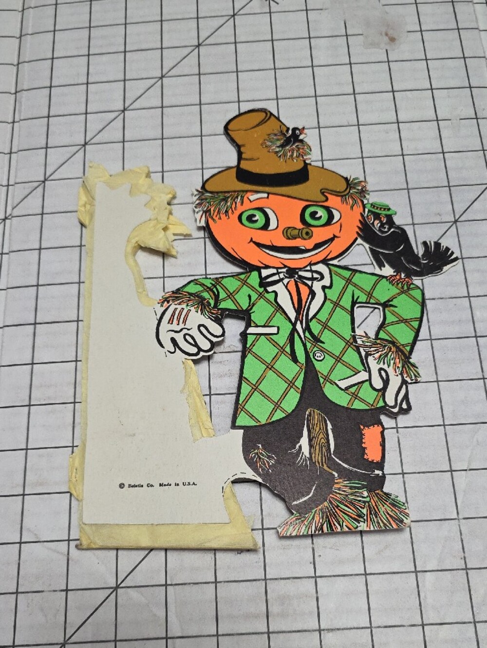 Scarecrow W Crow & Honeycomb Stalks VTG Beistle 11" T X 12.5"W - Picture 6 of 14